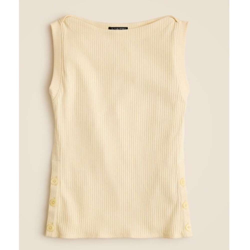 J.Crew Crew Premium Side Button Ribbed Tank Top – Butter Yellow, Size Small